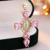 Stunning Full Rhinestone Virgin Mary Cross Necklace For Women With Unique Geometric Design
