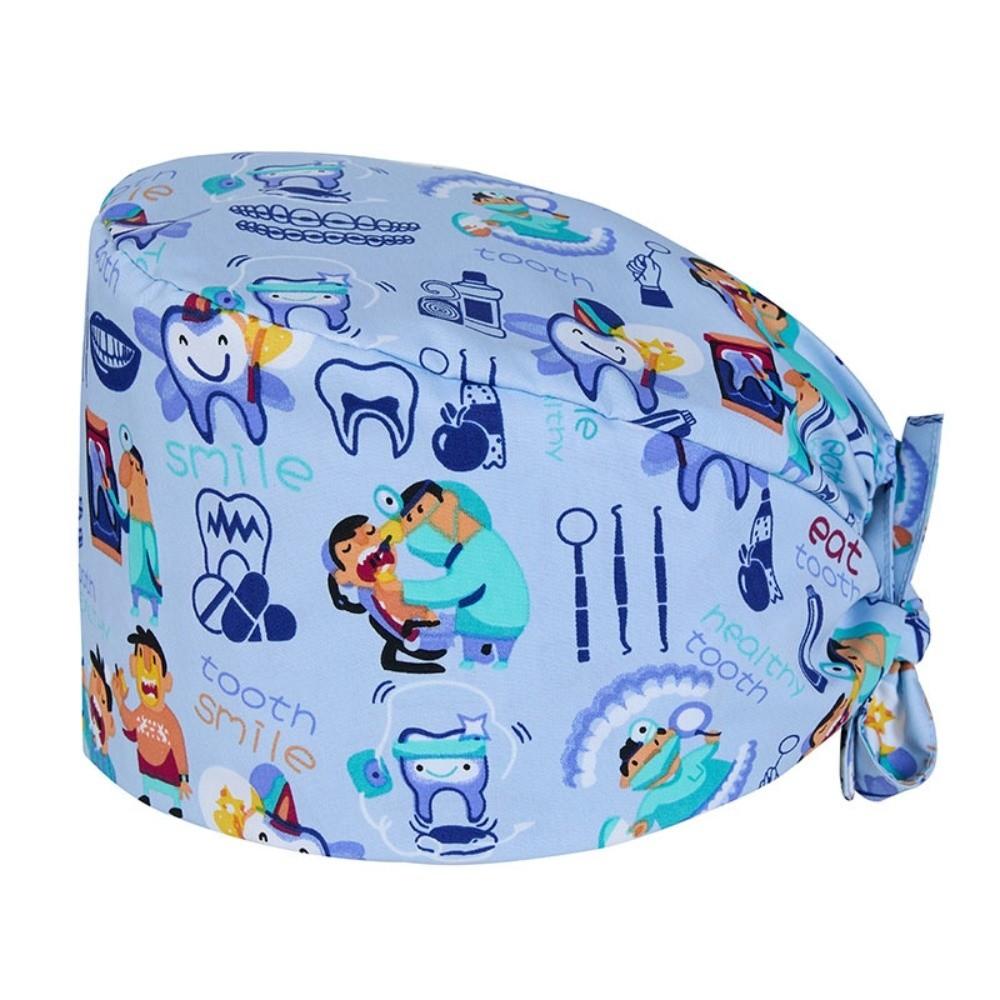 Unisex Cartoon Printing Scrub Cap Adjustable Buckle Print Design Lab Scrub Hat Breathable Soft Pure Healthcare Hats Pet Hospital