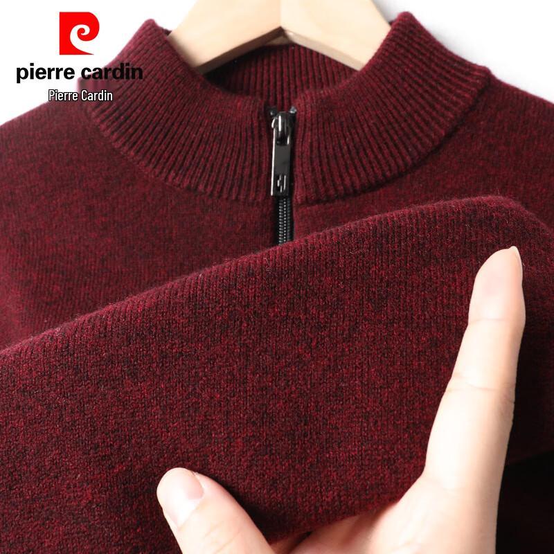 

Pierre Cardin Men s Thick Knit 100% Wool Zip-Neck Pullover XL
