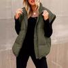 Solid Color Zipper Sleeveless Winter Warm Vest Jacket Womens Pocket New Stand Collar Temperament Vest Doudoune Sans Manche Femme
