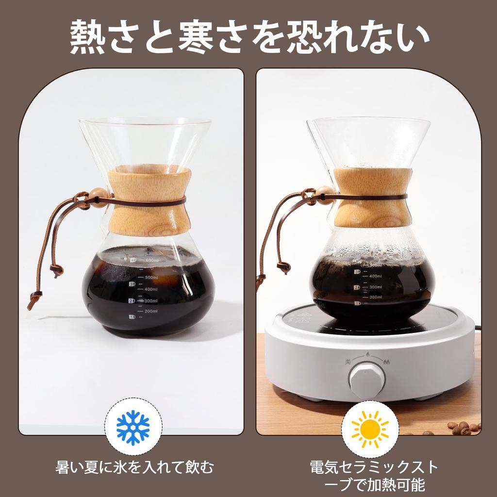 FGIUKC Drip Coffee Server, Heat-Resistant Glass, Coffee Dripper, Stainless Steel Filter, Double-Layer Mesh, Reusable, Microwaveable, 400ml Capacity,