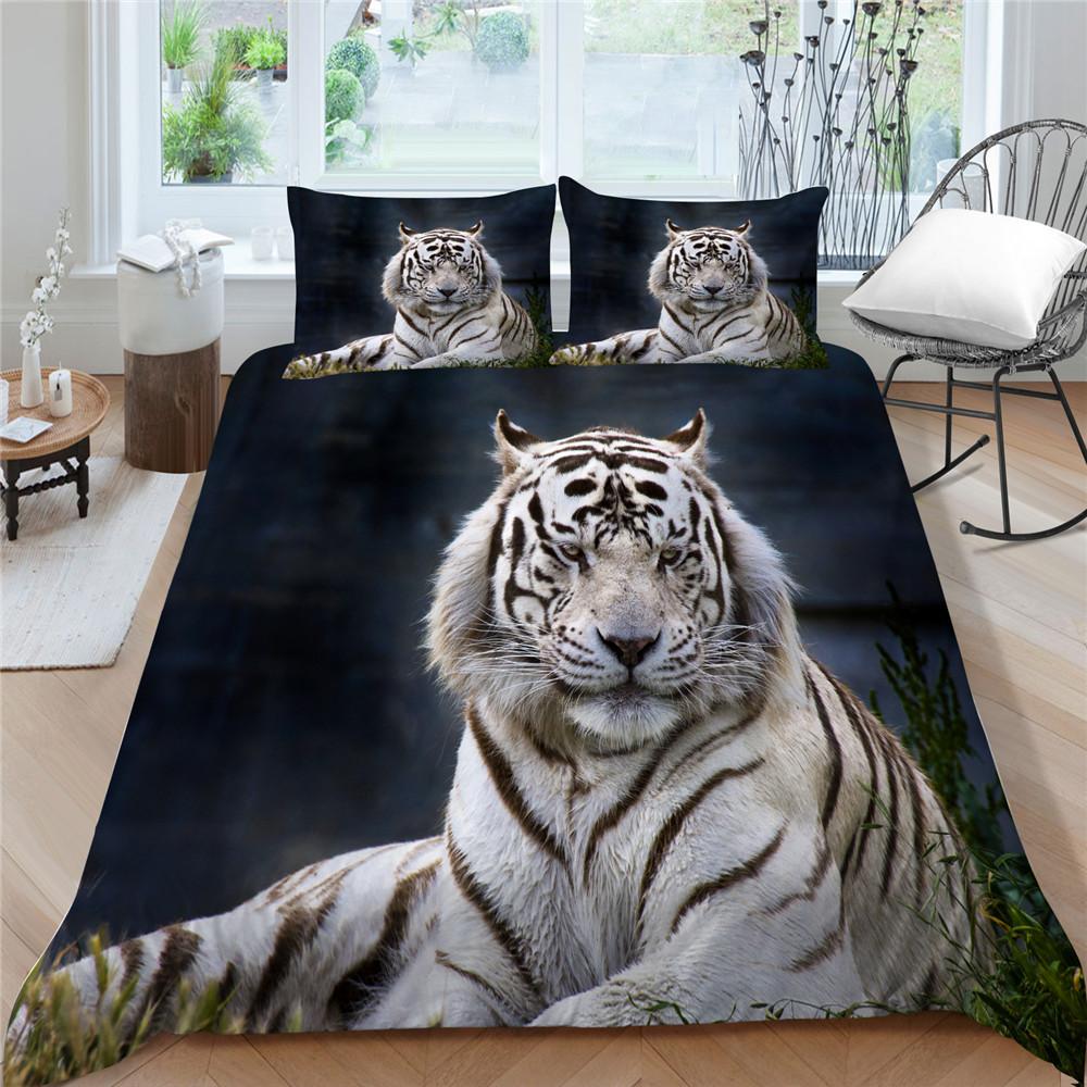 3D Tiger Printed Duvet Cover Set Home Bedclothes Unique Design Polyester King Queen Size Bed Sets