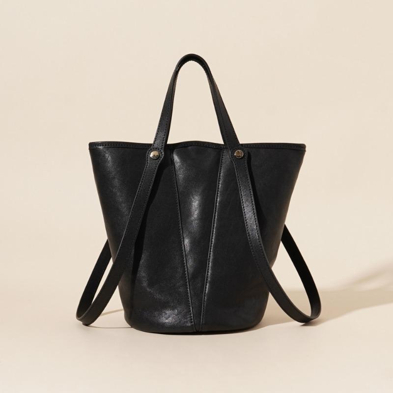 Large-capacity Genuine Leather Women's Bag, Single-shoulder Underarm Hand-held Bucket Bag