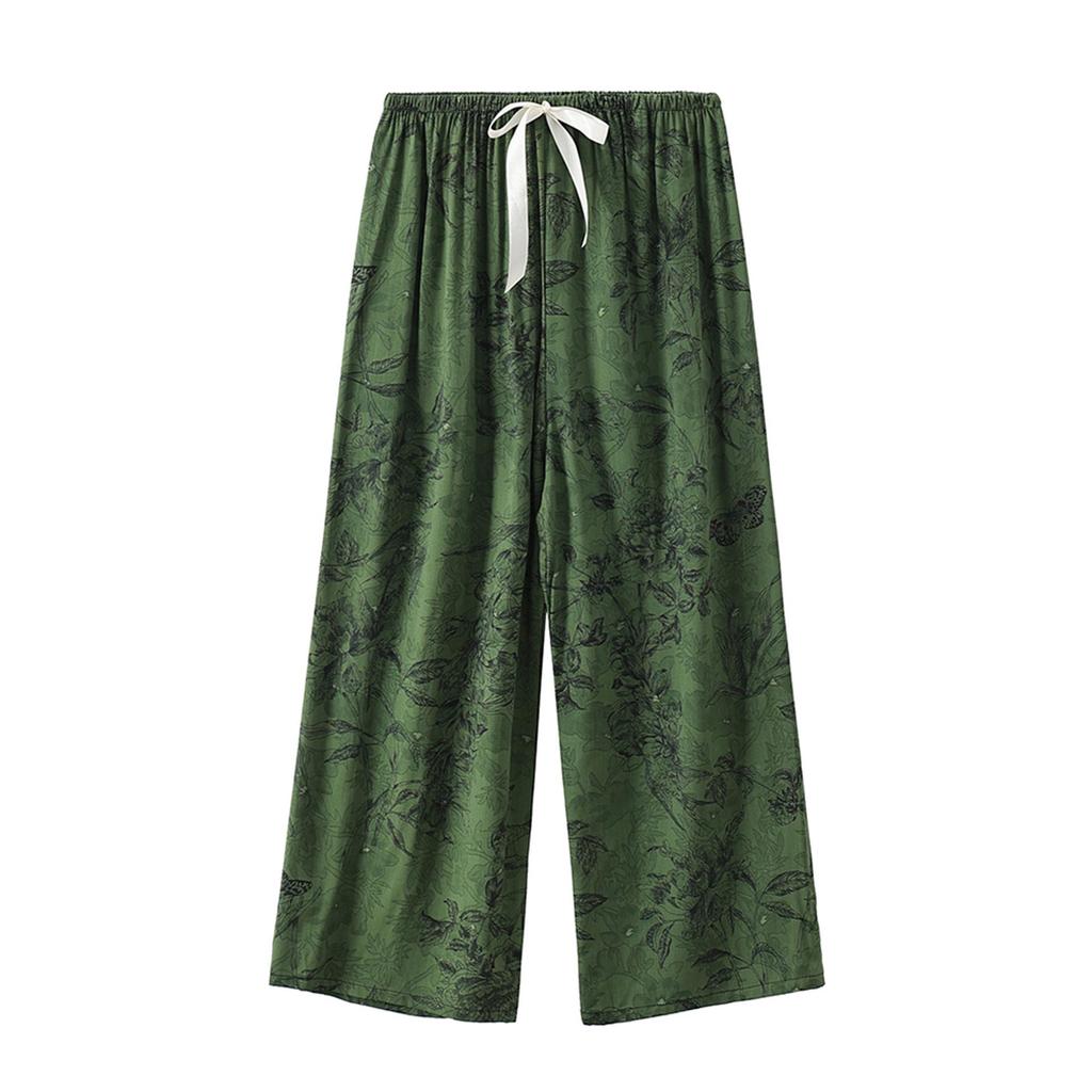 Women's Breathable Cotton and Silk Wide-Leg Pajama Pants for Casual Summer or Home Wear