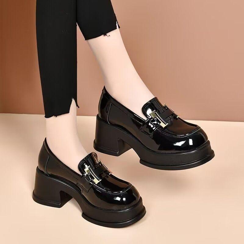 Leather shoes Le Fu shoes 2026 new spring short height increasing single leather shoes for women