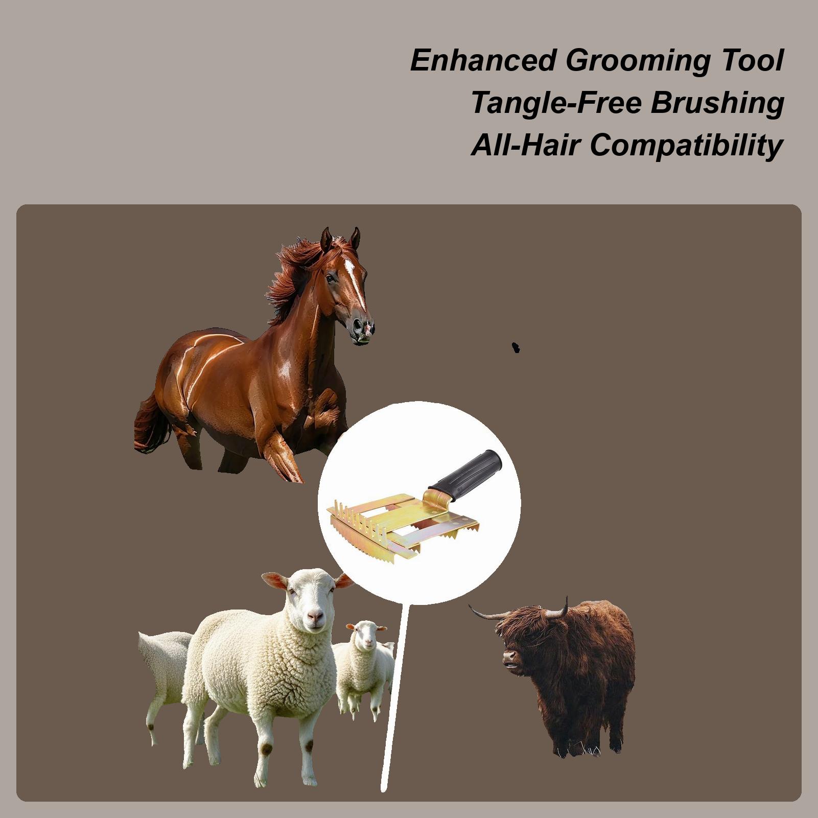 Horse Brushes For Grooming Grooming Comb For Livestock Portable Equine Hair Removal Brush For Pet Cattle Horse Goat Sheep Stable nero