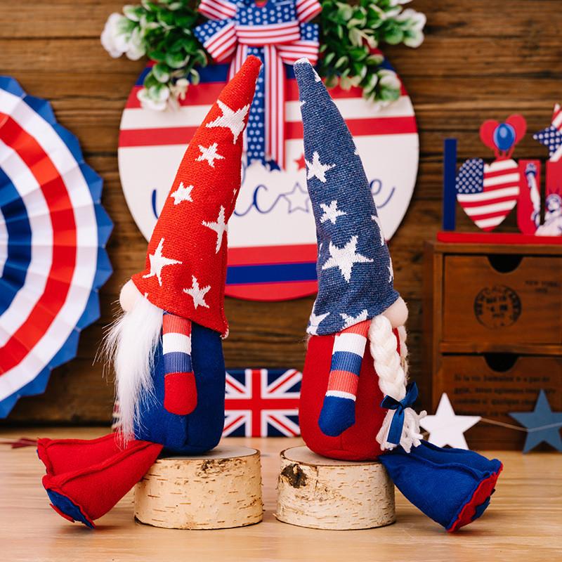 Unique Gnome Patriotic Doll With Long Legs And American Flag Design For Holiday Display
