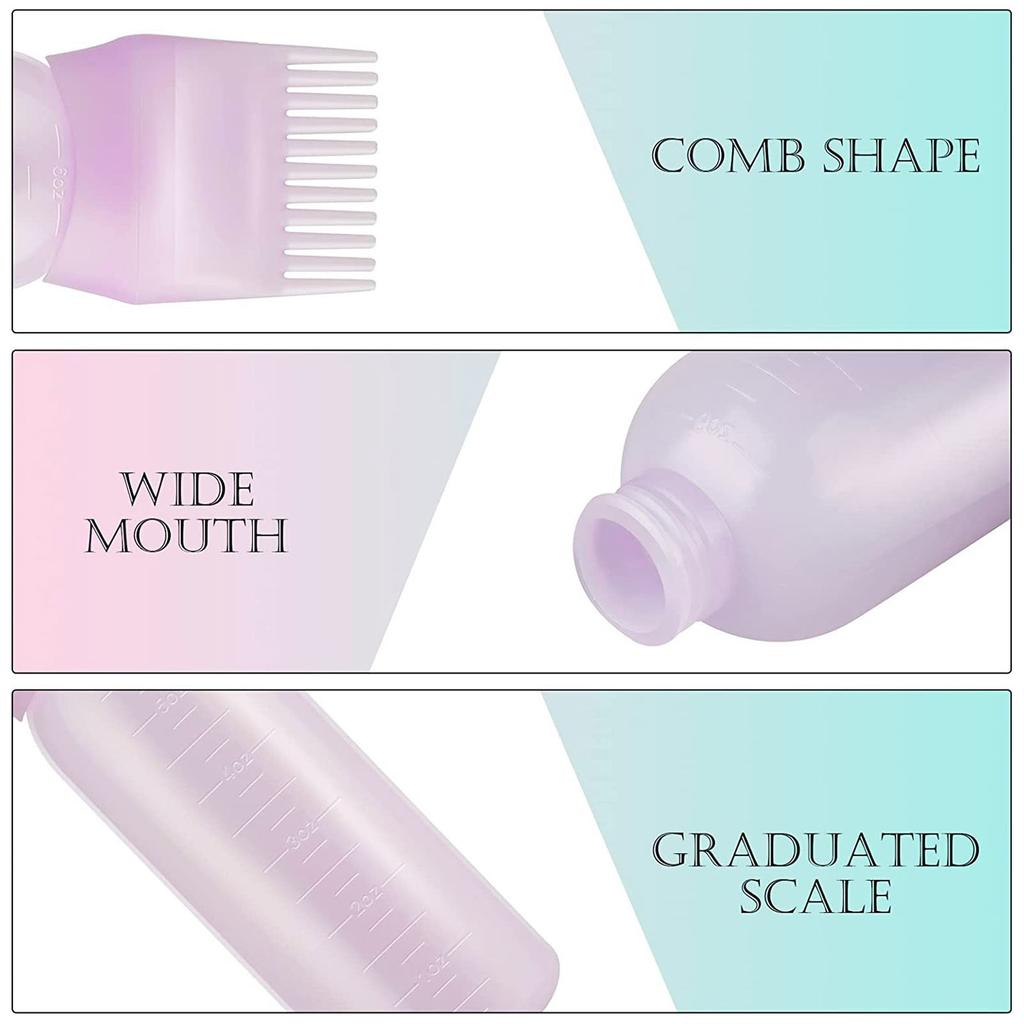 3pcs Hair Dye Applicator Bottle Home Salon Root Comb Hair Oil Applicator with Scale Styling Tool