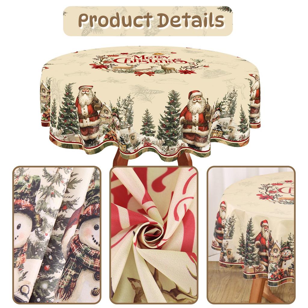 Vintage Christmas Tablecloth Merry Christmas Decoration For Home 2025 Xmas Navidad Notal Noel Table Cover New Year 2026 Gift