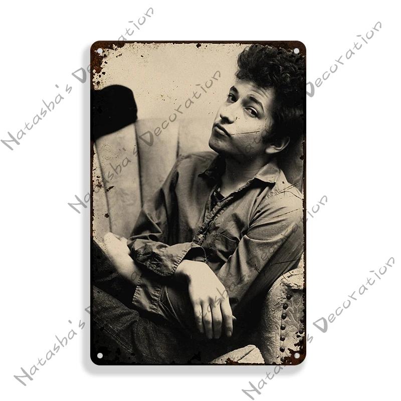 Folk Music Poster Bob Dylan Decorative Sign Rusty Metal Sign Home Bar Cafe Wall Decor Metal Plaque Wall Plate Industrial Decor