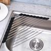 Triangle Roll-Up Dish Drying Rack Foldable Stainless Steel Over Sink Organizer Space Saving Kitchen Sink Corner Drainer Storage Shelf Holder