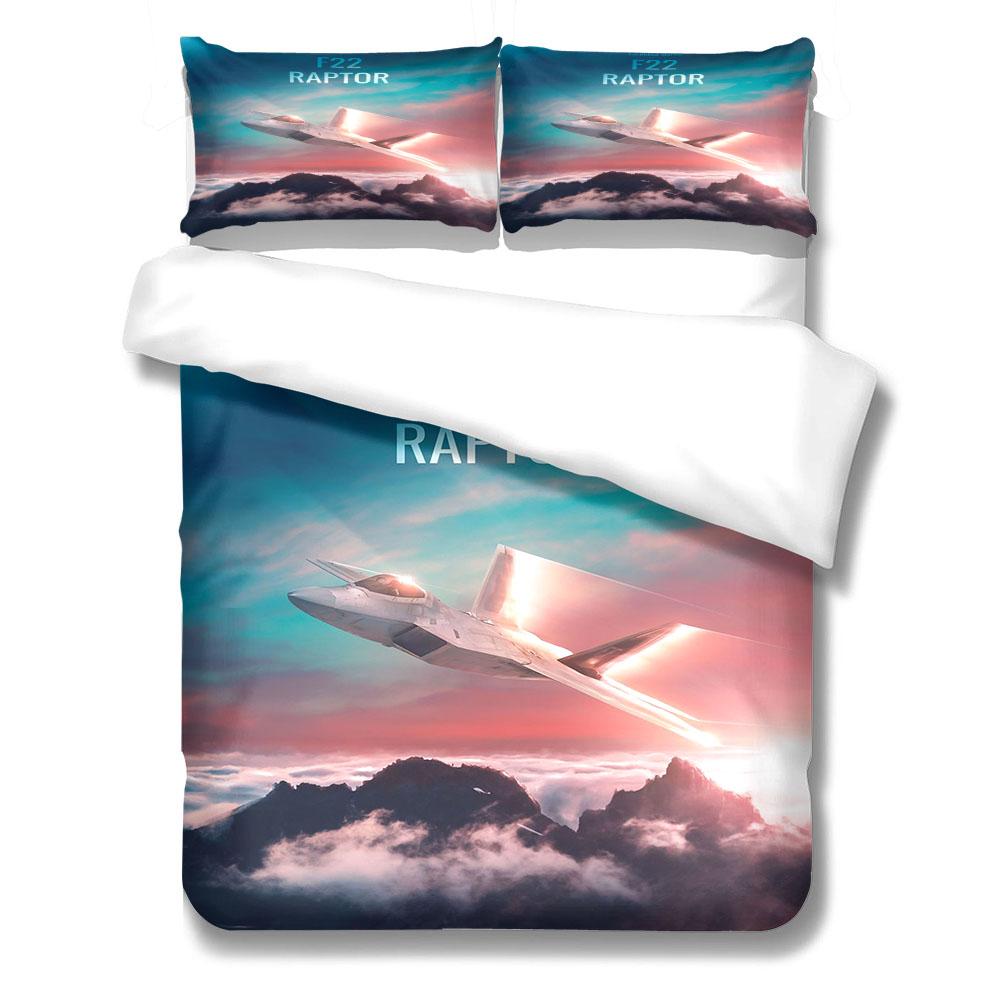 Blaze Fighter Jet Duvet Cover Set King Queen Double Full Twin Single Bed Linen Set