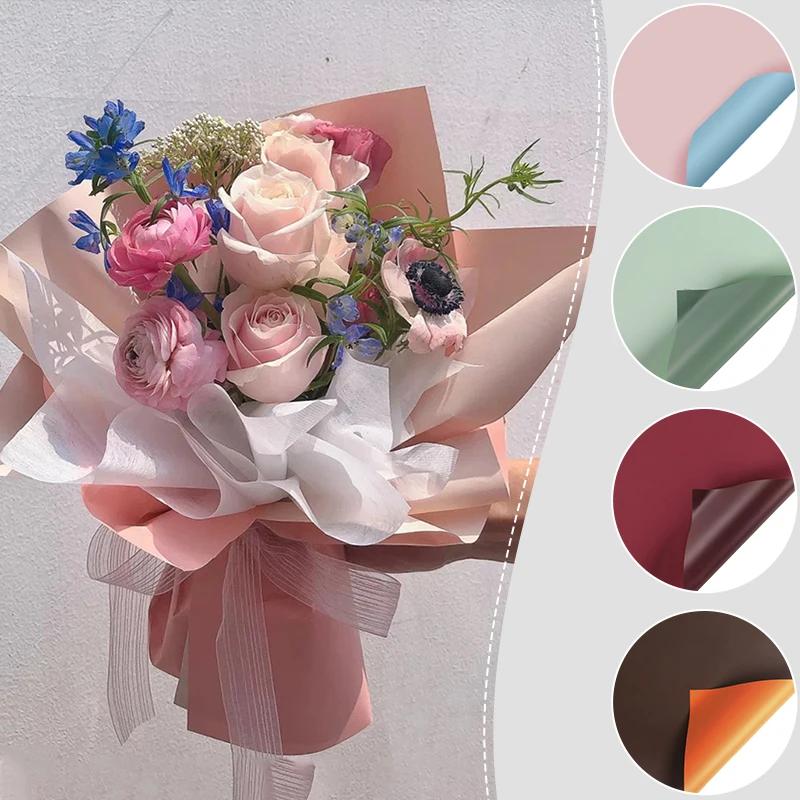 5pcs Colorful Two-sided Flower Wrapping Paper Gift Packaging Paper Birthday Party Supply Waterproof Paper Roll Party Decoration