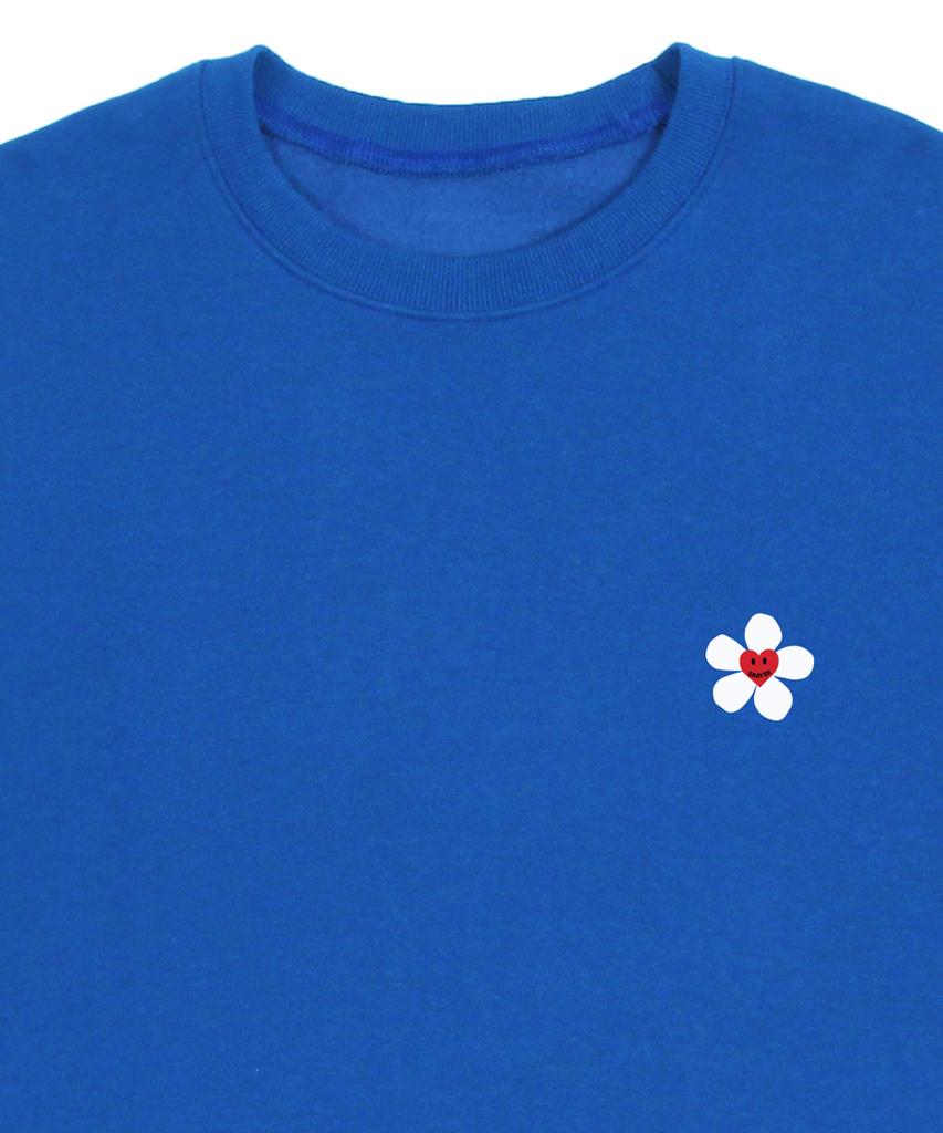 GRAVER [Unisex] Flower Heart Logo Smile Sweatshirt_Cobalt Blue