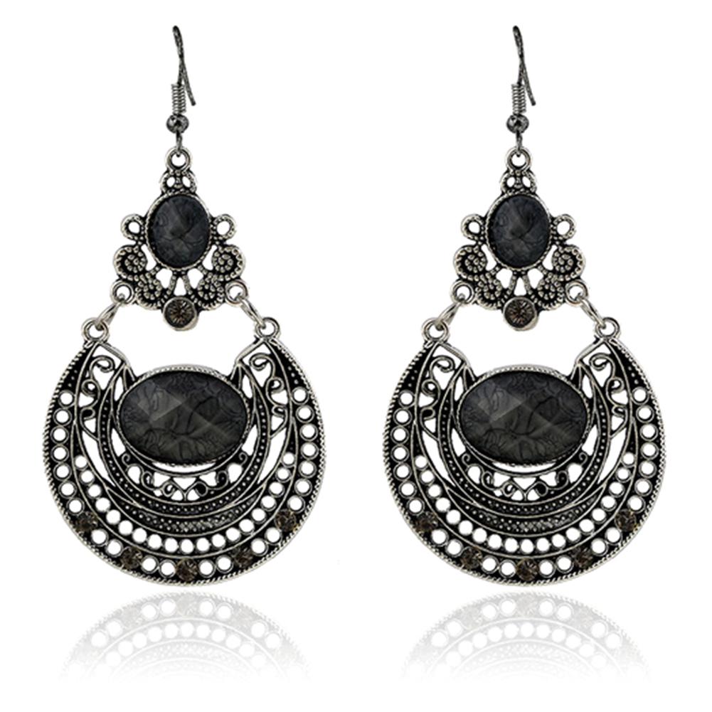 

Серьги Bluelans с крючком для банкета, женские висячие полые ювелирные серьги, вечерние серьги в богемном стиле чёрный