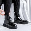 Autumn and winter Martin boots men's 2025 new Hong Kong style leather boots casual black British style cycling leather boots 7797-R