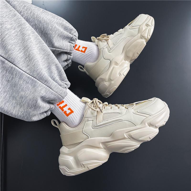 

Popular mesh platform dad shoes men s sports trendy shoes 44 бежевый