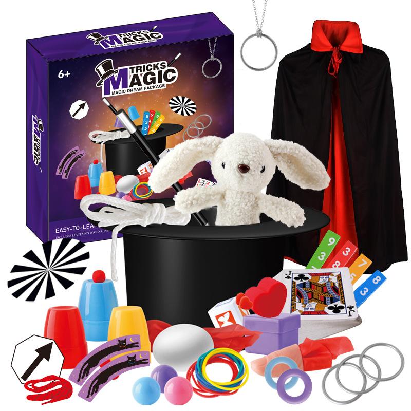 Kit Magia Per Bambini Costume da Mago Set di Apprendimento Trucchi di Magia per Principianti Giocattoli Educativi Per Bambini Regali di Natale Compleanno