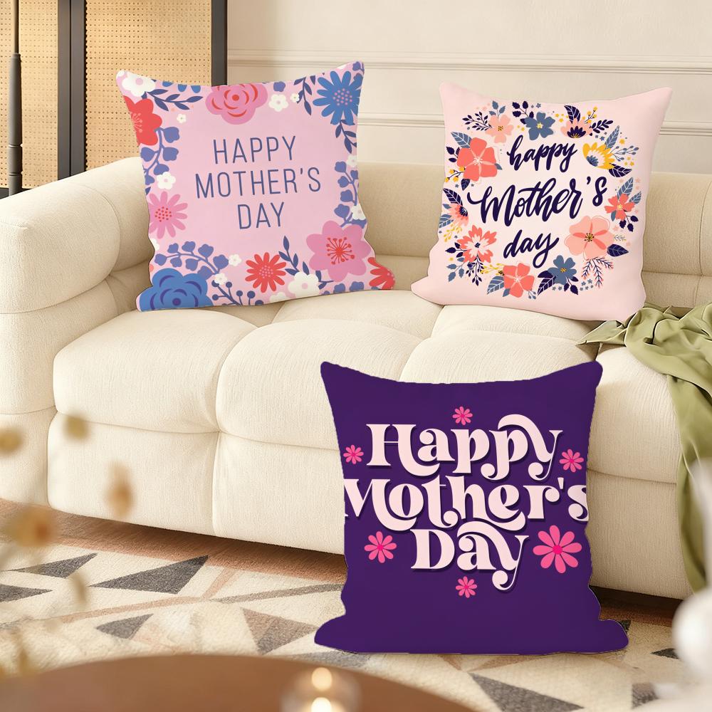 Happy Mother'S Day Cushion Cover Soft Short Plush Pillow Cover Smooth Cozy Texture Aesthetic Cushion Case Home Decor