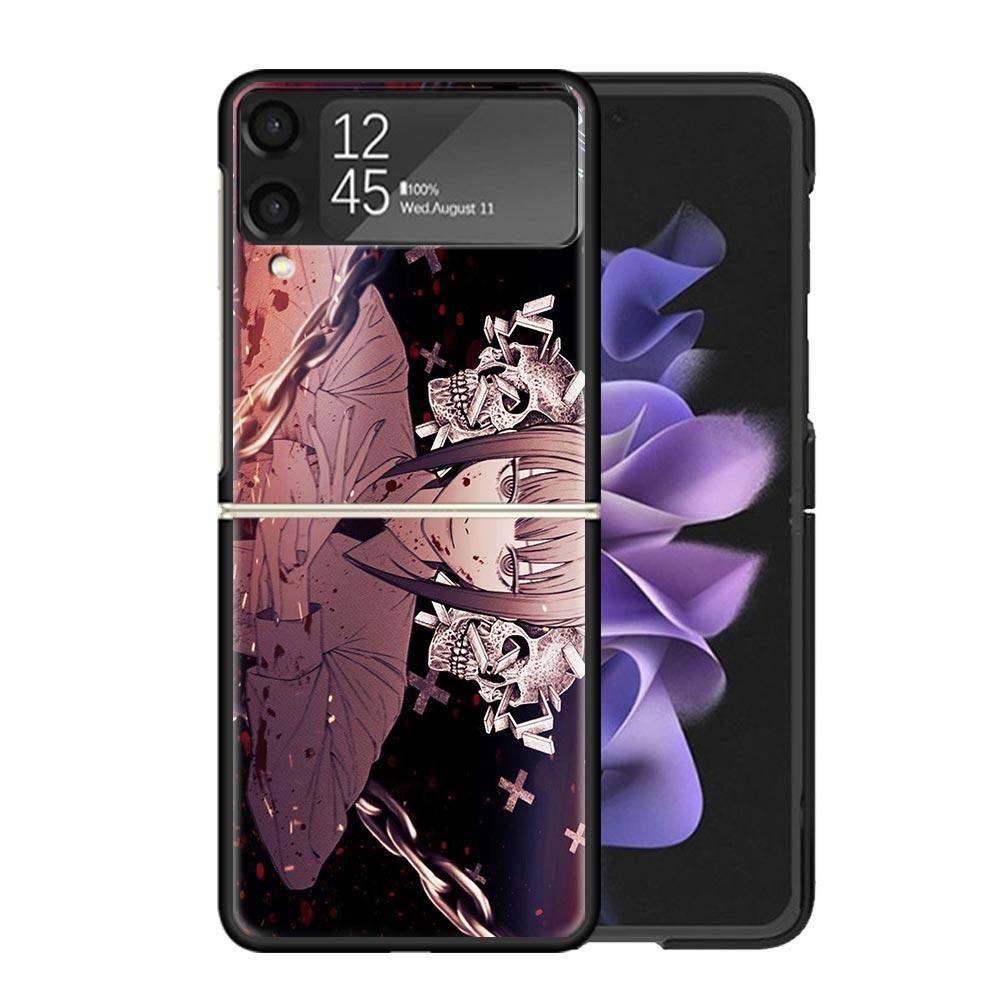 Power Makima Chainsaw Clear Phone Case For Samsung Z Flip 7 6 5 4 3 Galaxy ZFlip7 ZFlip6 ZFlip5 ZFlip4 ZFlip3 5G Print Cover Z F