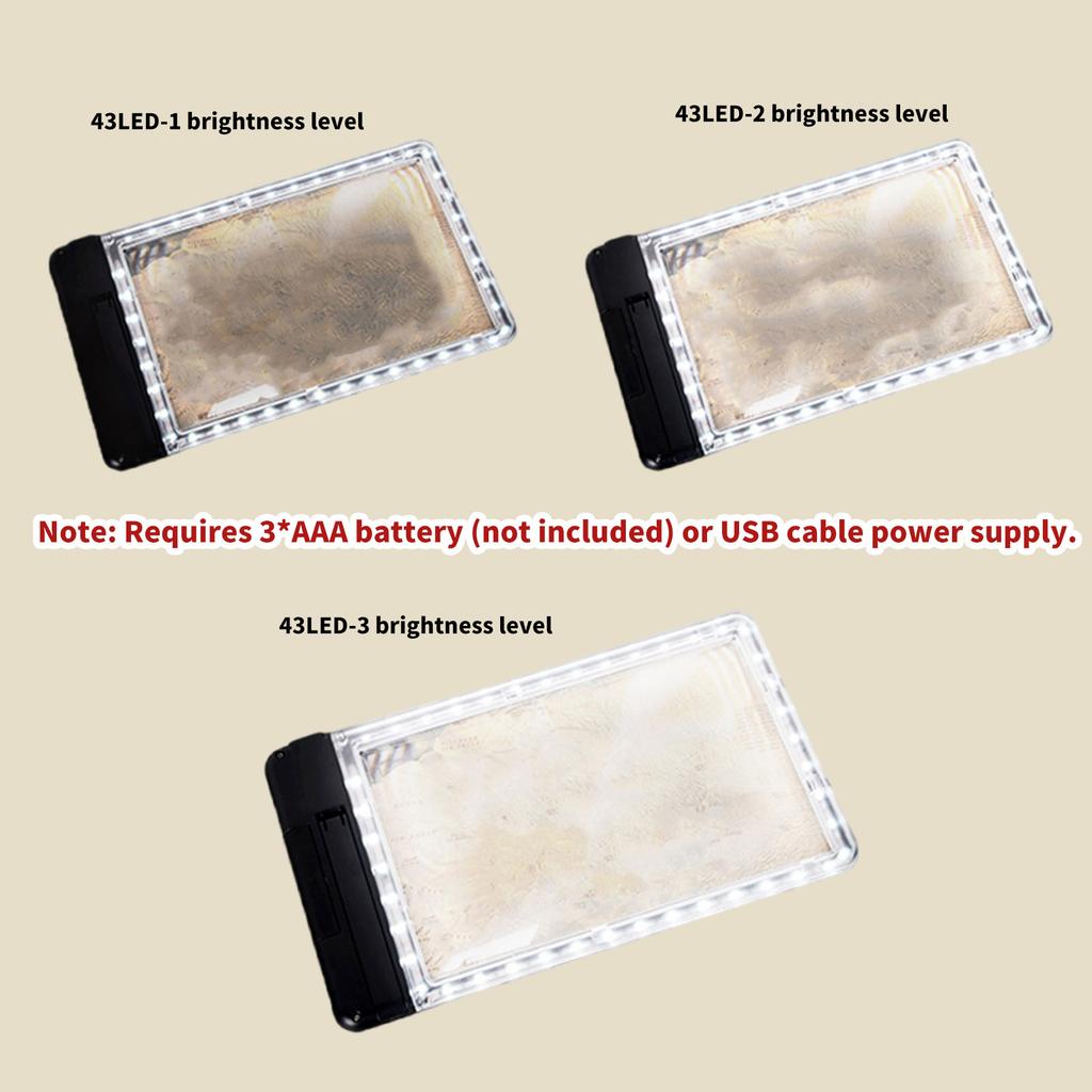 Full Page Magnifying Glass 4X Magnification Glass with 43 Bright LED and Adjustable Stand for Seniors and Book Lovers