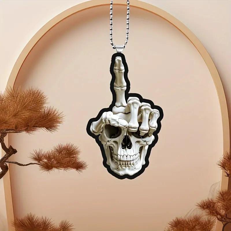 Acrylic Skull Halloween Hanging Ornament for Car, Backpack, or Home Décor