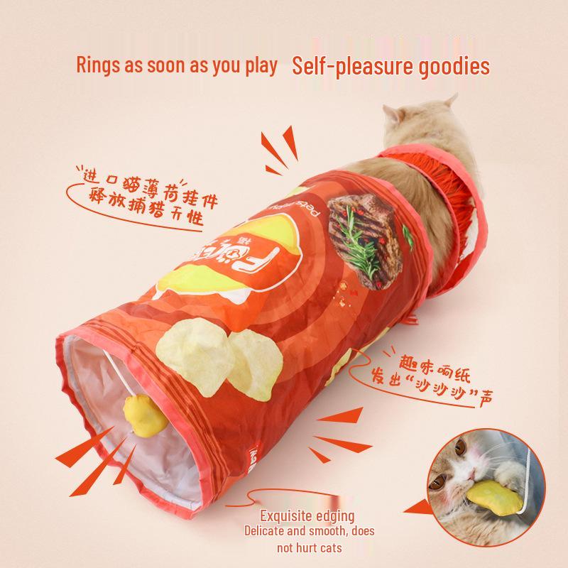 

Crinkle Sound Potato Chip Cat Tunnel - Tear-Resistant Pet Toy Series