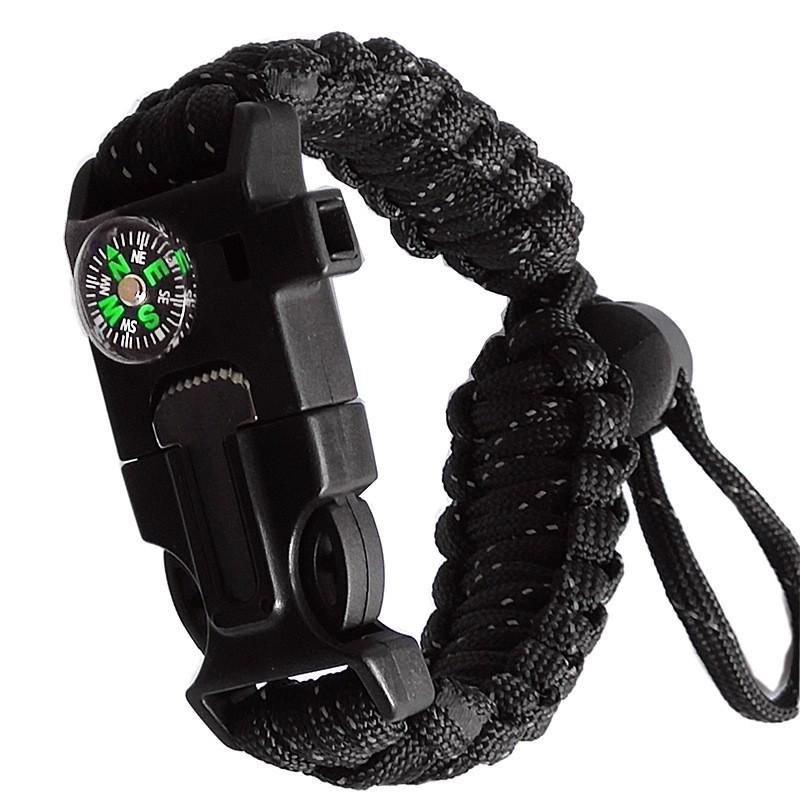 5-in-1 Multifunctional Survival Paracord Bracelet with Compass for Outdoor Travel and Climbing