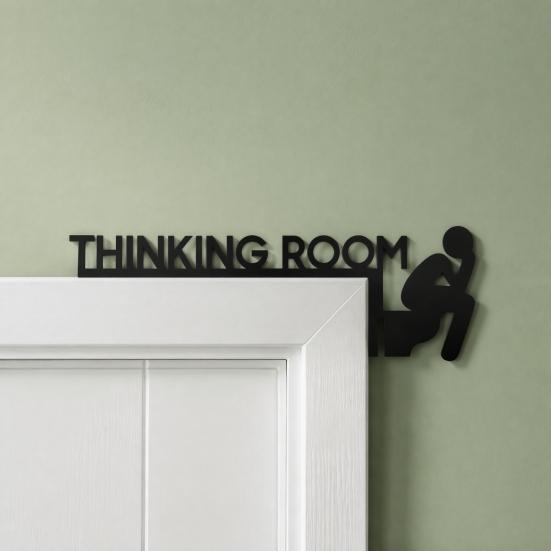 Klebe-Badezimmer-Schild Lustiges Türschild, Metall-Wandkunst für den Denkraum mit humorvollen Zitaten, Selbstklebende Büroplakette Toilette für Toilettenraum, Rostfrei