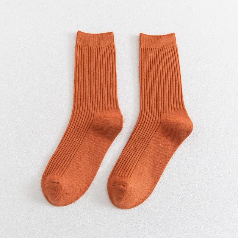 Men's Autumn and Winter New Solid Color All Match Smoke Strip Cotton Business Tube Socks