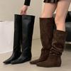 Fashion Eilyken Punk Style Over The Knee Boots Women's Wedges Low Heels Shoes Fashion Thigh High Long Botas Para Mujer