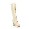 Large Size  Spring Boots Waterproof Platform Thick High Heel Cross Strap High Boots H
