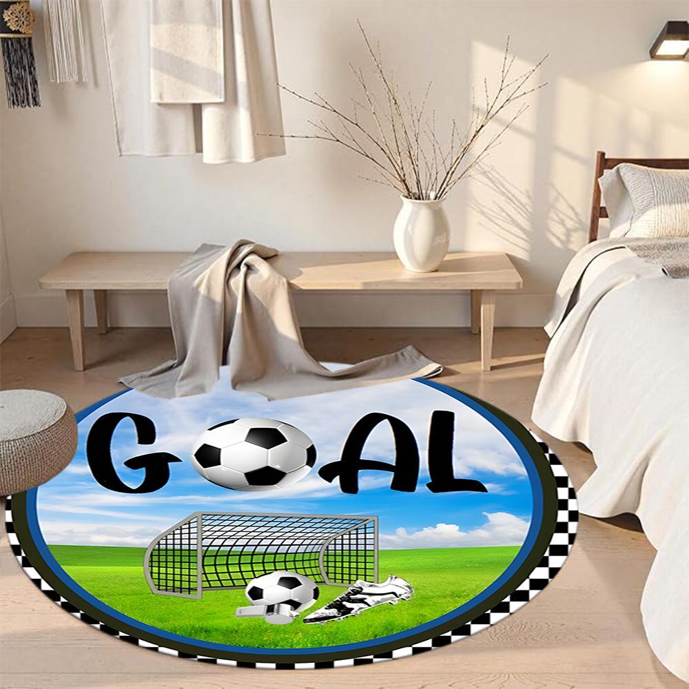 Runder Fußballteppich Geeignet für Schlafsaal Flur Wohnzimmer Außenbereich Rutschfester Runder Teppich Büros Dekorieren Perfektes Geschenk für Frauen Männer