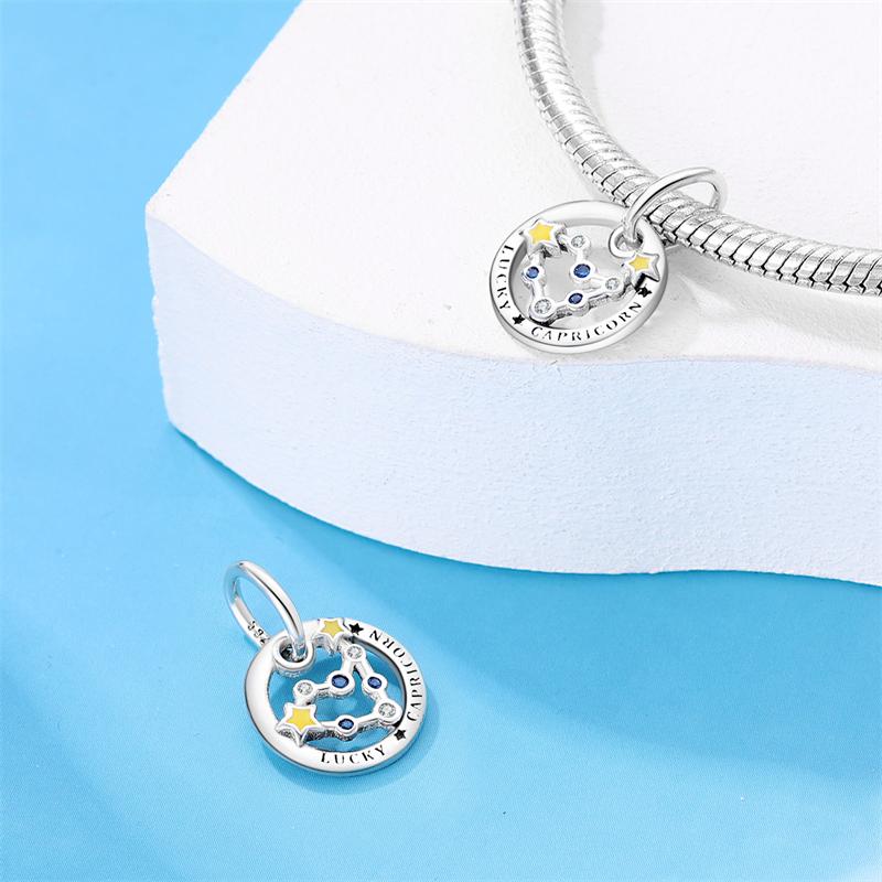 100 copper Creative Luminous 12 Constellation Leo Taurus Pendants Compatible With Authentic Bracelets Do It Yourself Jewellery