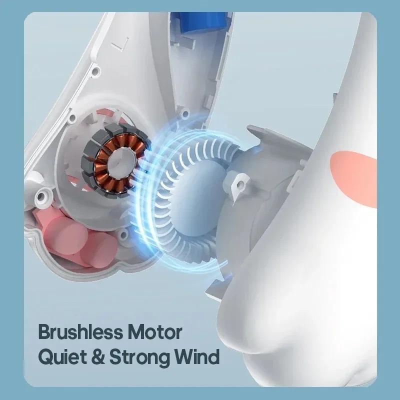 Cute Neck Fan 2400mAh Portable Ventilator Bladeless Cooling Mute Fan USB Rechargeable Wearable Neckband Fan for Outdoor