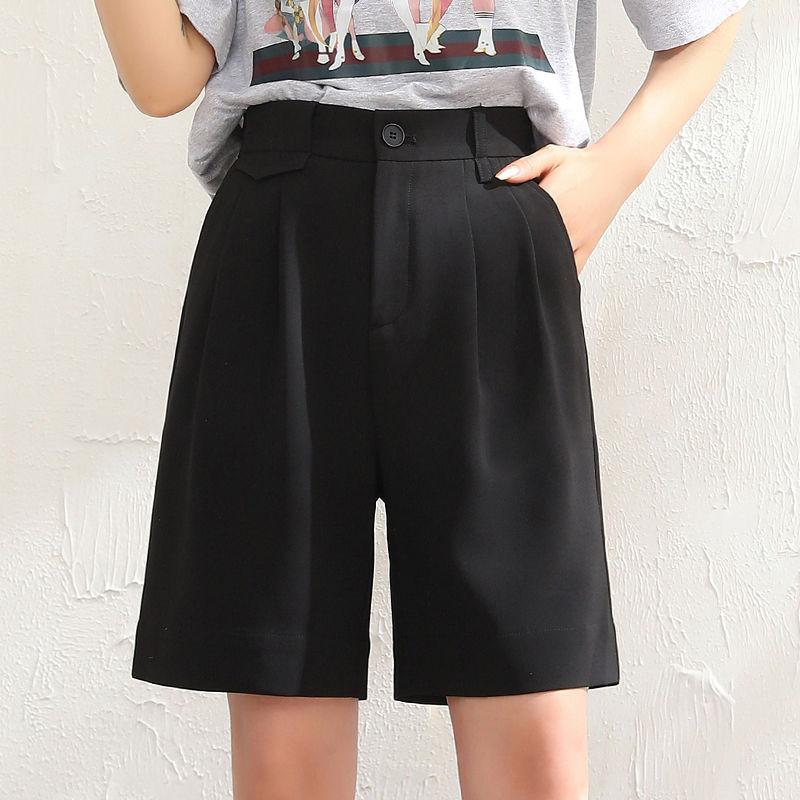 FGHJ Summer Women Fashion Solid Color Plus Size Shorts Loose Pocket Wide-leg Pants
