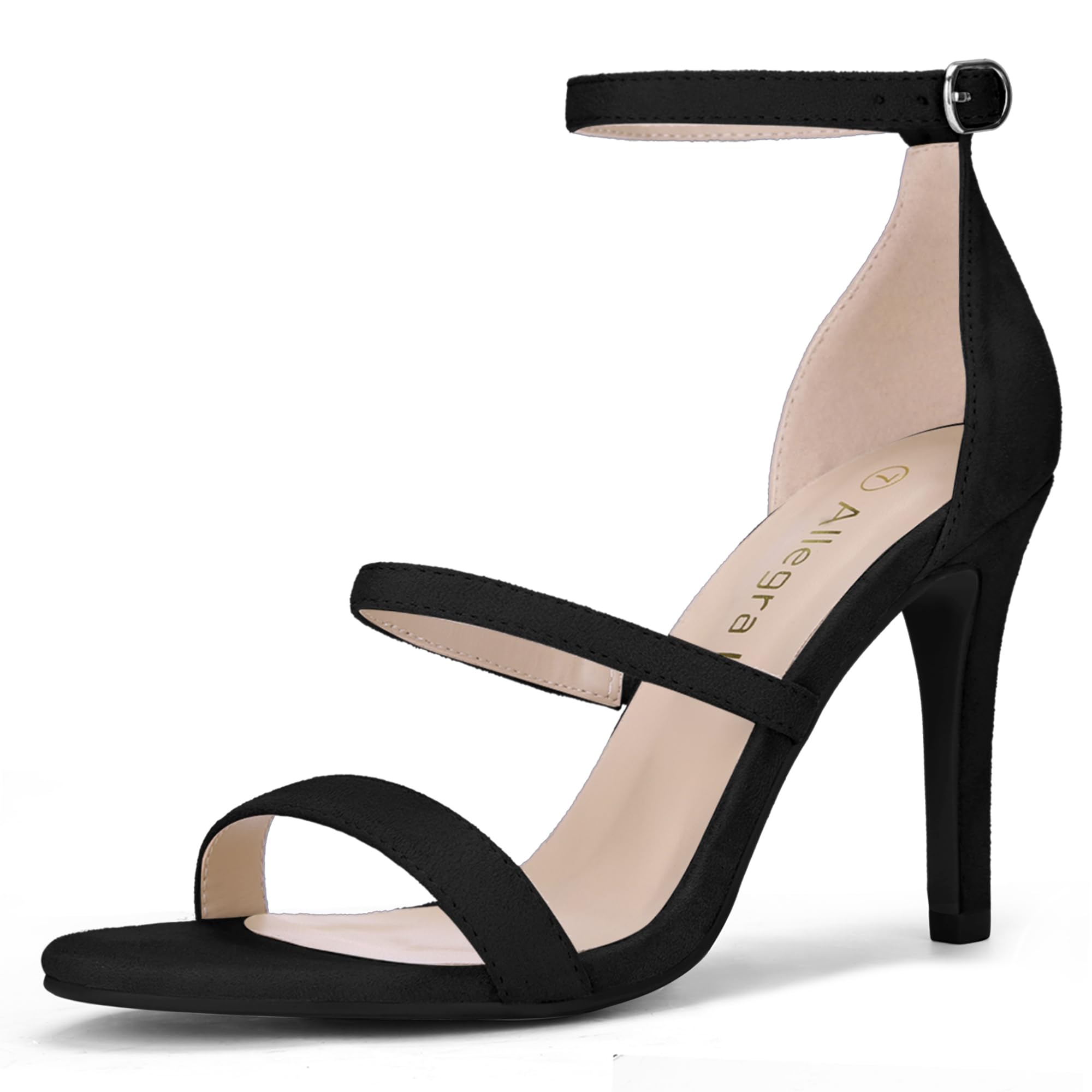 

Allegra K Women s Open-Toe Sandals with Triple Straps and Stiletto High Heels, Black, Size 25.5cm