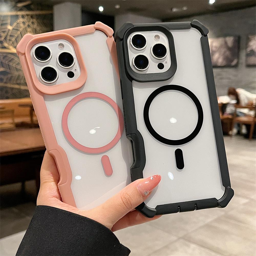 Magsafe Magnetic Clear Case for iPhone 16 15 14 Plus 13 12 11 Pro Max Wireless Charging Shockproof Fall Prevention Back Cover