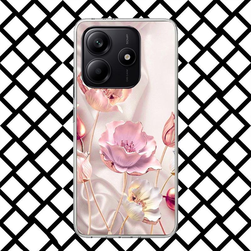 

Beautiful Rose Gold Art Phone Case for Xiaomi Redmi Note 15 14 14S 13 12 12S 11 Pro Plus 11E 11T 11S 10S 5G Soft Cover Fundas Re Redmi Note 10 4G