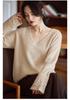 Early Autumn V-Neck Crochet Lace Wool Sweater – 100% Wool, Loose Fit, Long Sleeve for Women