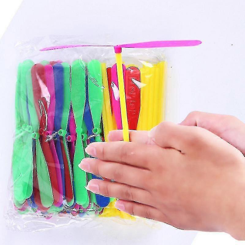 30pcs Flying Hand Helicopter Toy, Bamboo Dragonfly Hand Rub Plastic Propeller For Outdoor Toy Kids Gift Flying (random Color)