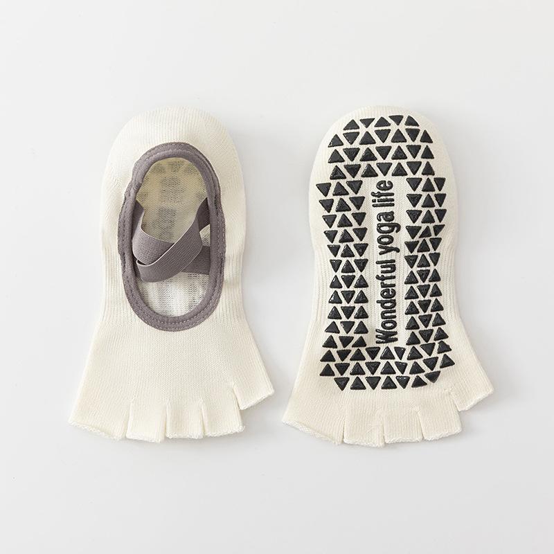 Silicone Non-slip Yoga Socks Women Backless Breathable Toeless Floor Pilates Socks Five-finger Indoor Workout Dance Sports Socks