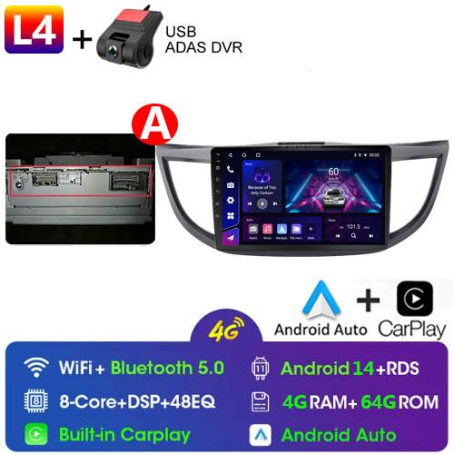 Android 14 For Honda CR-V CRV 2012 - 2015 GPS Carplay Auto Car Radio Multimedia Video Player Stereo WIFI 4G BT RDS 7862S