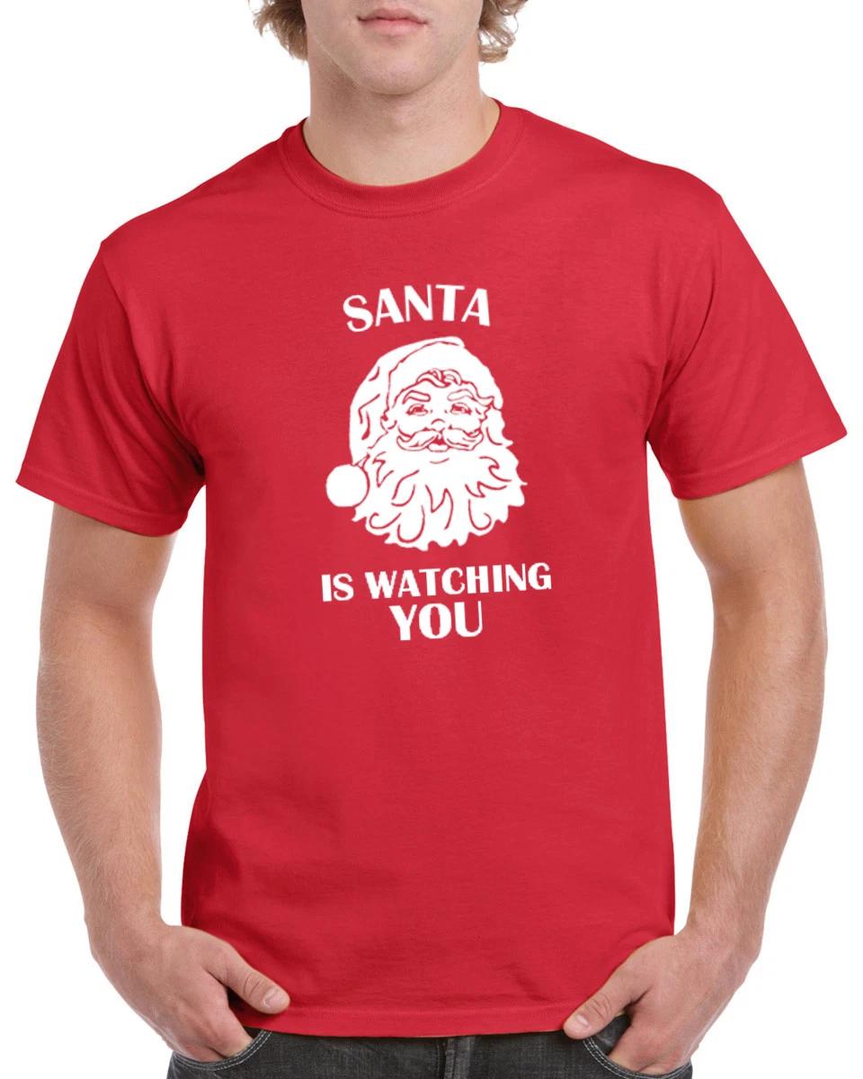 Santa Is Watching You T Shirt Christmas Xmas T-shirt Tee Funny Gift Present L