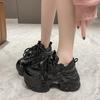 Fashion Women Platform Sneakers Spring Autumn 8cm Chunky High Heels Bling Red Ladies Wedges Casual Dad Shoes Leather Sports Sneakers