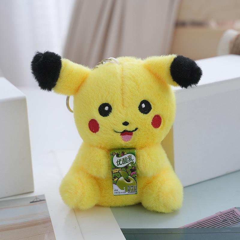 

Plush Whimsical Pikachu Hanging Doll 12cm With Adorable Keychain For Kids Adults And Green Drink