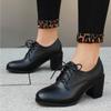 Fashion Casual High Heels Pumps Loafers Shoes Brown Black Women's Heeled Lace-up Casual Party Office Oxfords Shoes Large Size 45