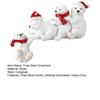 Christmas Polar Bear Family Figurine Santa Hat Red Scarf Four