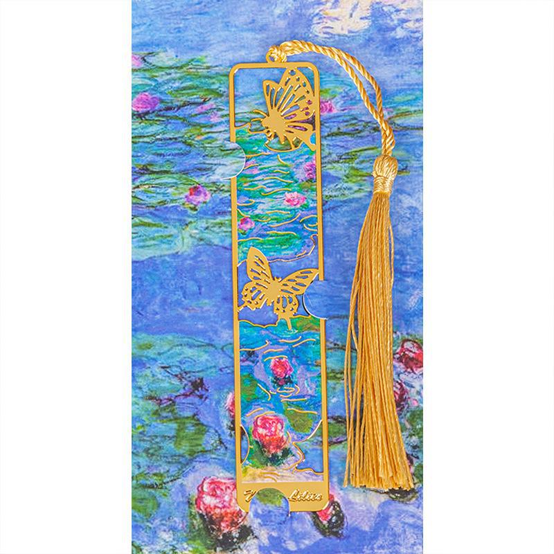 Set elegant de semne de carte metalice: Cutie cadou de Anul Nou pentru studenți, inspirată de pictura în ulei.