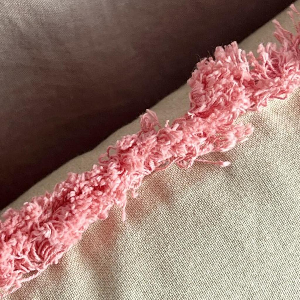Vivienne Cushion 30x50cm Flower Embroidery Rectangular Cushion with Filling (Vivienne) [Fringe Pink] 82100CU-PK